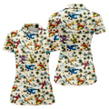 Vintage Airplane Hawaiian Golf Shirt, Tropical Aircraft Pattern, Polo Shirts For Women