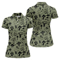 Vintage Mushroom Sketch Pattern Hawaiian Golf Shirt, Printed Golf Shirt, Women’s Golf Apparel