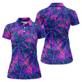 Purple Pink Tropical Palm Trees Golf Shirt, Golf Polo For Women, Printed Golf Shirt