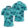 Turquoise Palm Tree Tropical Golf Shirt, Men's Polo Shirt, Hawaiian Golf Shirt, Performance Golf Shirt