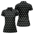 3D Effect Circular Pattern Black Golf Shirt, Cool Golf Outfit, Women Golf Top, Ladies Golf Shirts