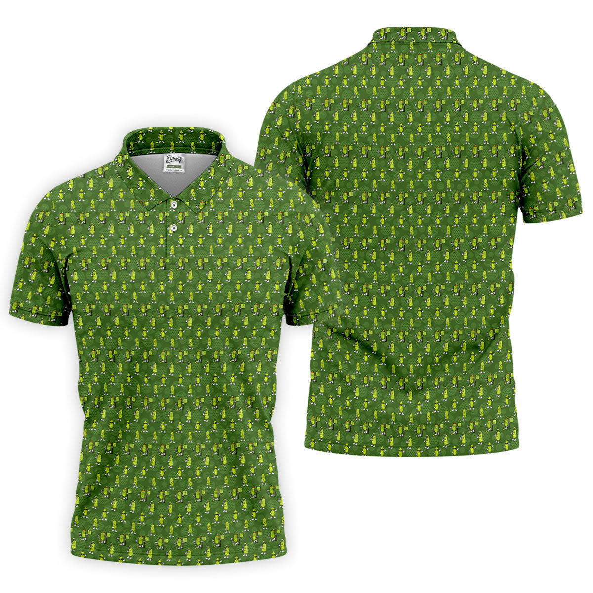 Funny Hole In One Pickle Golf Pattern Polo Shirt, Golf Shirts For Men, Mens Golf Apparel