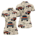 Custom Photo Truck Golf Shirt, Vintage Pickup Route 66 Map Pattern, Golf Shirt For Women