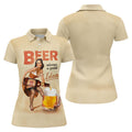 Vintage Beer Pin-Up Girl Design Golf Shirt, Women's Golf Shirt, Hawaiian Golf Shirt, Golf Polo For Women