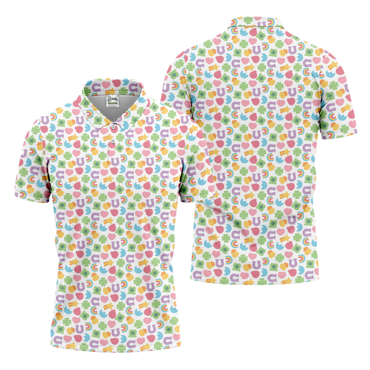 St Patrick's Day Lucky Charms White Golf Shirt, Cute Golf Outfit, Polo Shirts For Men, Golf Shirts For Men