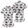 Golf Cart Girls Pattern Golf Polo Shirt, Ladies Golf Shirt, Women's Golf Apparel