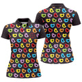 Black Colorful Birdie Hunting Golf Polo Shirt, Women's Golf Polo, Ladies Golf Top