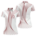 Geometric Line Wavy Line Maroon And White Women's Golf Tops, Ladies Golf Shirts, Women's Polo Shirt