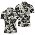 Minimalist Black Cat Maze Pattern Golf Polo Shirt, Men's Golf Shirt, Printed Golf Shirts