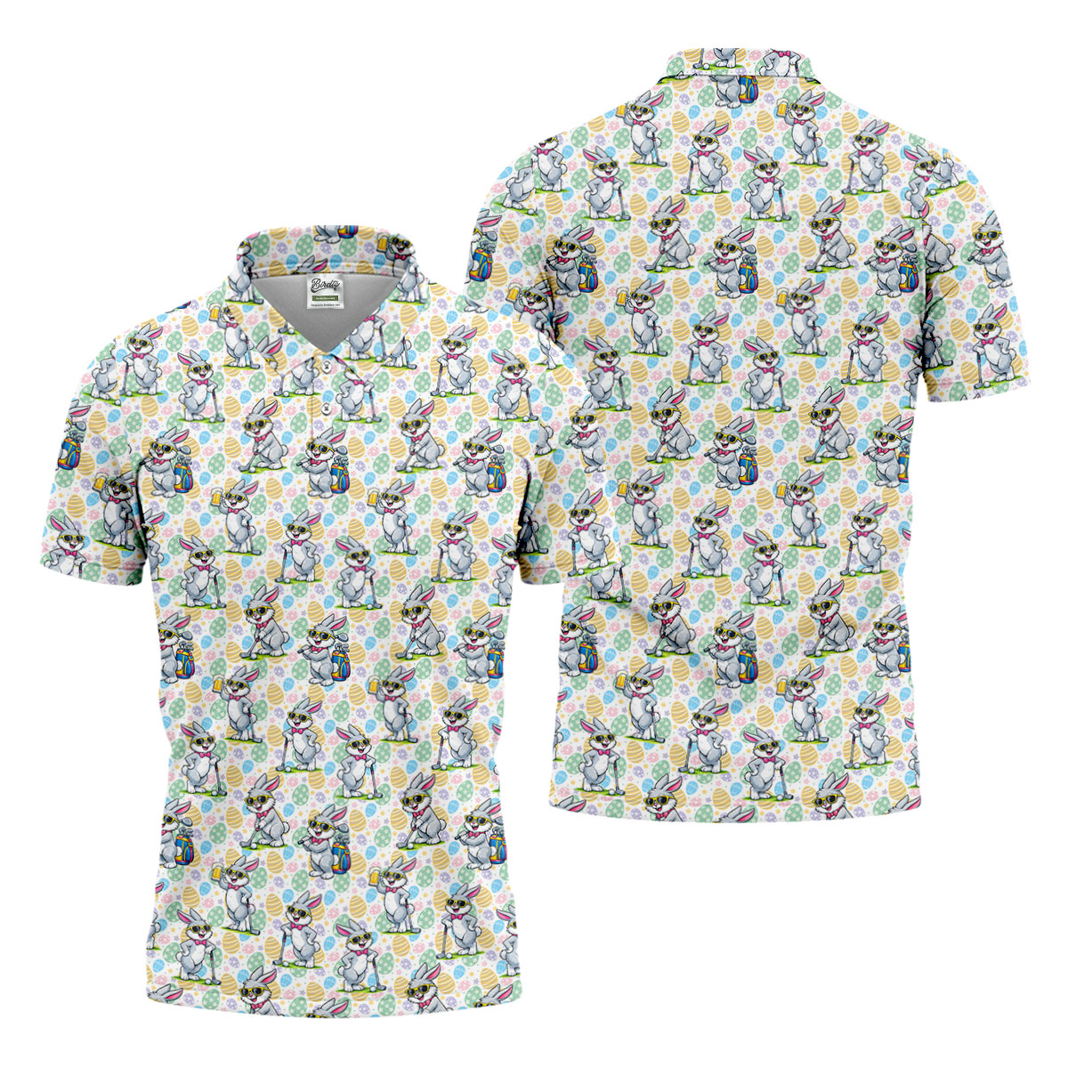Funny Easter Bunny Golf And Beer Golf Shirts For Men, Men's Funny Golf Shirts, Polo Shirts For Men