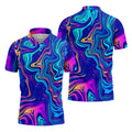 Vibrant Abstract Liquid Pattern Golf Shirt, Mens Polo Shirt, Performance Golf Shirt, Hawaiian Golf Shirt