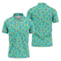 Tropical Vibe Hawaiian Pattern Turquoise Golf Shirt, Golf Tops For Men, Golf Gift For Men