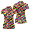 Funny Surfing Santa Riding Shark Hawaiian Golf Shirt, Golf Polo For Women, Printed Golf Shirt