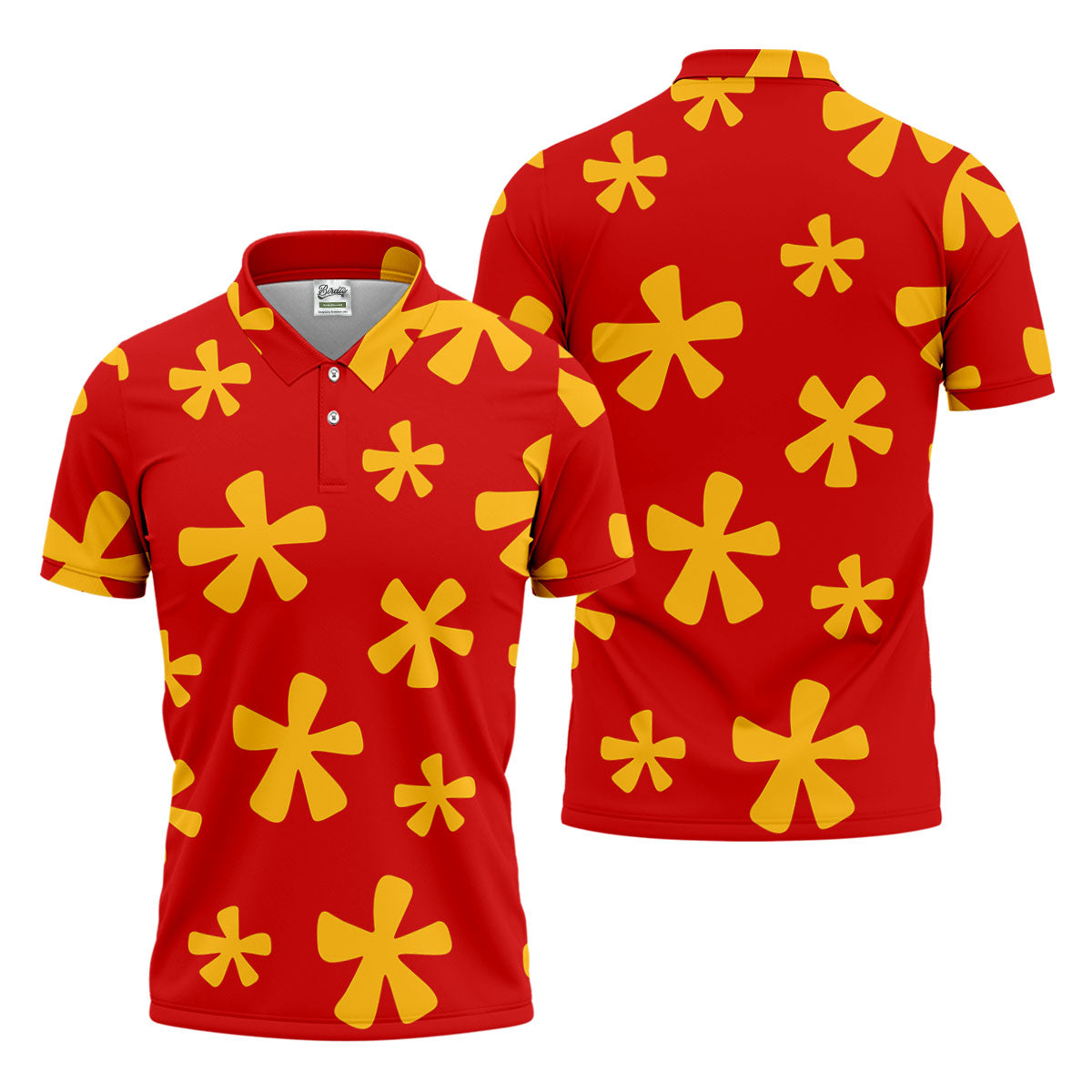 Red Hawaiian Floral Pattern Golf Polo Shirt, Hawaiian Golf Shirt, Golf Polo Shirts For Men
