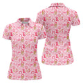 Let's Go Girl Pink Checkered Western Cowgirl Women's Golf Tops, Ladies Golf Polos, Golf Shirt For Women