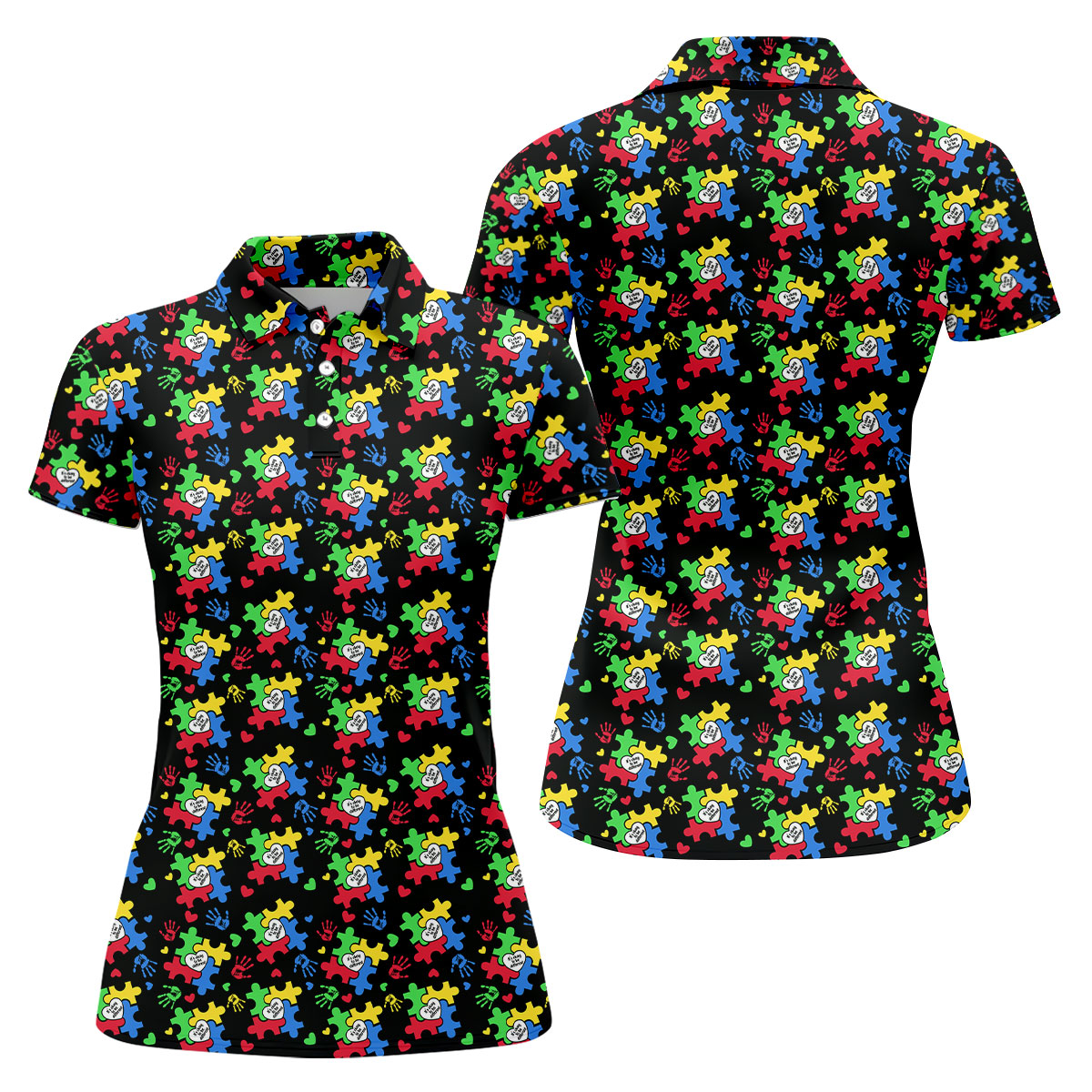 It's Okay To Be Different Autism Puzzle Women's Golf Tops, Autism Awareness Colors Ladies Golf Polos