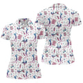 Funny Par Tee Girl Golfer Pattern Golf Polo Shirt, Ladies Golf Shirts, Golf Tops For Women
