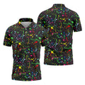 Neon Paint Splatter Pattern Hawaiian Golf Shirt, Golf Shirts For Men, Polo Shirts For Men