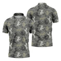 Grey Camo Poodle Dog Pattern Golf Shirt, Mens Polo Shirt, Golf Shirts For Men, Performance Golf Shirt