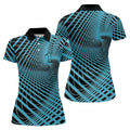 Swirling Vortex Black And Light Blue Women's Golf Tops, Ladies Golf Shirts, Ladies Golf Polos