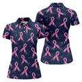 Pink Floral Ribbon Breast Cancer Awareness Polo Shirt, Ladies Golf Shirt, Performance Golf Shirt