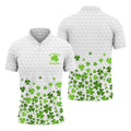 Shenanigans Coordinator Golf Ball Pattern St Patrick Day White Golf Shirt, Golf Tops For Men, Golf Shirts For Men