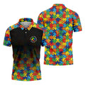 Acceptance Awareness Understanding Autism Awareness Puzzle Pattern Black Fade Golf Shirts For Men