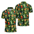Tropical Cocktail Coconut And Palm Leaf Golf Polo, Hawaiian Golf Shirt, Mens Golf Apparel