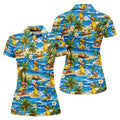 Yellow Rubber Duck Beach Theme Hawaiian Golf Shirt, Women's Golf Tops, Ladies Golf Shirts
