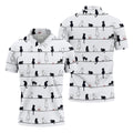 Cute Black and White Cats Pattern Golf Shirt, Men's Golf Shirt, Golf Polo Shirts For Men