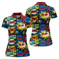 Birdie Tee Off Putt Comic Golf Shirt, Women's Golf Tops, Golf Shirts For Women