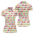 Colorful Ice Cream Pattern Golf Polo Shirt, Golf Tops For Women, Ladies Golf Top