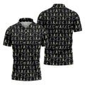 Stick Figure Golf Pose Autism Ribbon Black Golf Shirt, Autism Awareness Colors Golf Shirts For Men
