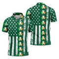 Irish Shamrock Vertical Stripes St Patrick's Day Golf Shirt, Polo Shirts For Men, Golf Shirts For Men