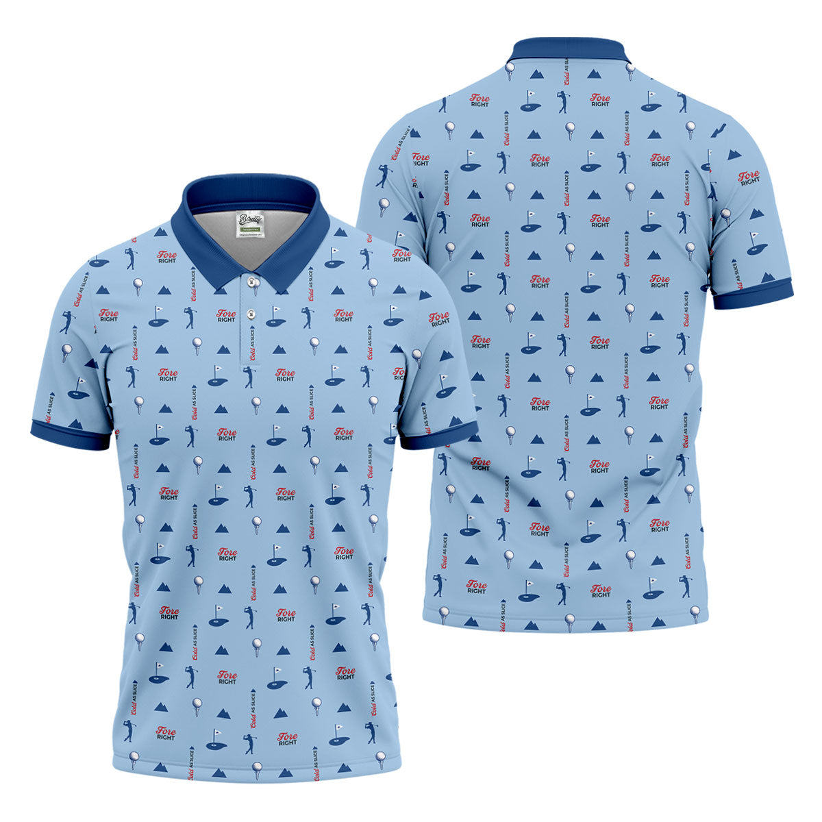 Fore Right Cold As Slice Golf And Beer Golf Shirts For Men, Polo Shirts For Men, Golfing Apparel
