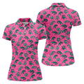 Alligator Pattern Golf Shirt, Pink Gator Print Men's Golf Polo, Polo Shirts For Women