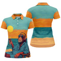 Monkey Gentleman Sunset Coast Hawaiian Golf Shirt, Women's Golf Tops, Ladies Golf Shirts
