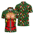 Festive Christmas Corset Bow Golf Polo Shirt, Christmas Golf Shirt, Mens Golf Apparel