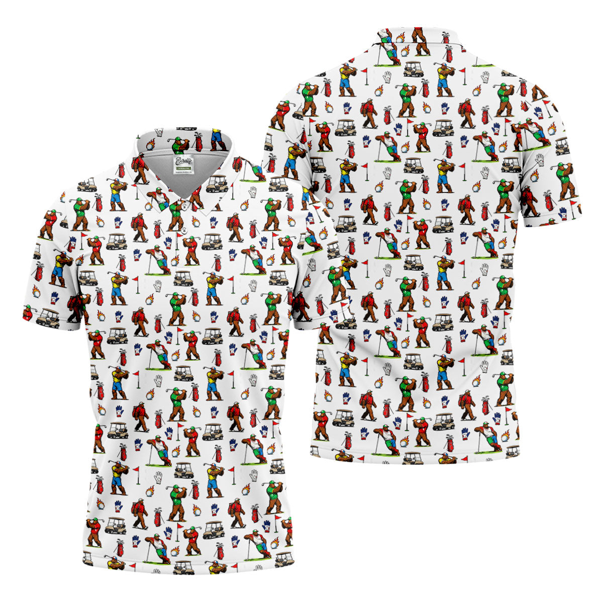 Bigfoot Golfer Pattern Men's Golf Shirt, Golf Polo Shirts For Men, Mens Golf Apparel