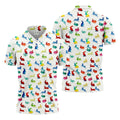Colorful Bunny Funny Golf Shirt, Easter Bunny Pattern Golf Tops For Men, Golf Shirts For Men