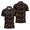 Guitar Pattern Hawaiian Golf Shirt, Music Lover Men's Golf Shirt, Polo Shirts For Men