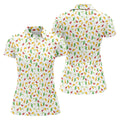 Tropical Vibe Hawaiian Pattern White Golf Shirt, Women's Golf Tops, Golf Gift For Ladies