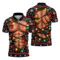 Christmas Ripped Muscle Polo Shirt, Christmas Golf Shirt For Men, Mens Golf Apparel