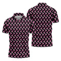 Pink Ribbon Pattern Breast Cancer Polo Shirt, Men's Golf Shirt, Mens Golf Apparel