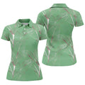 Tropical Leaves Green Golf Shirt, Summer Hawaiian Golf Shirt, Golf Shirt For Women