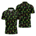 Mushroom And Skull Neon Pattern Hawaiian Golf Shirt, Men's Funny Golf Shirts