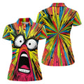 Screaming Face Colorful Retro Hawaiian Golf Shirt, Fun Women's Golf Shirts