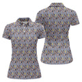Dancing Figures Moon And Stars Pattern Polo Shirt, Womens Golf Tops, Golf Shirts For Women