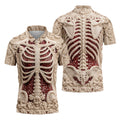 Knitted Skeleton Sequin Halloween Polo Shirt, Mens Golf Polo, Golf Apparel For Men