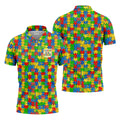It's Okay To Be Different Colorful Puzzle Pattern Autism Awareness Men's Golf Shirt, Polo Shirts For Men